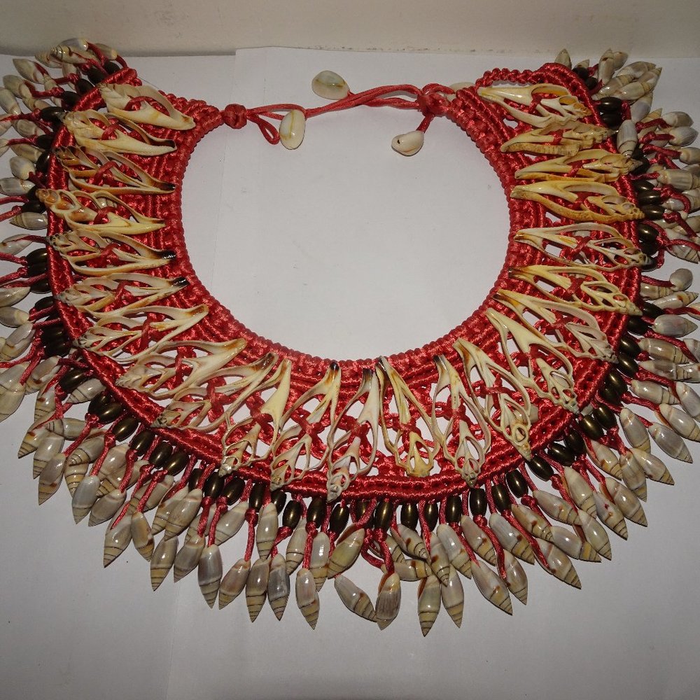 Seashell Macrame Statement Collar Neck Piece - image 2